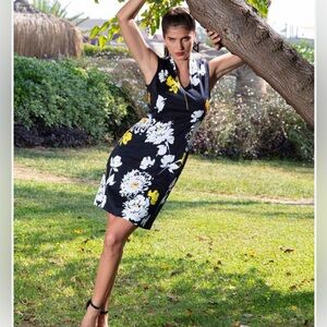 Dolcezza Black Floral Midi Dress